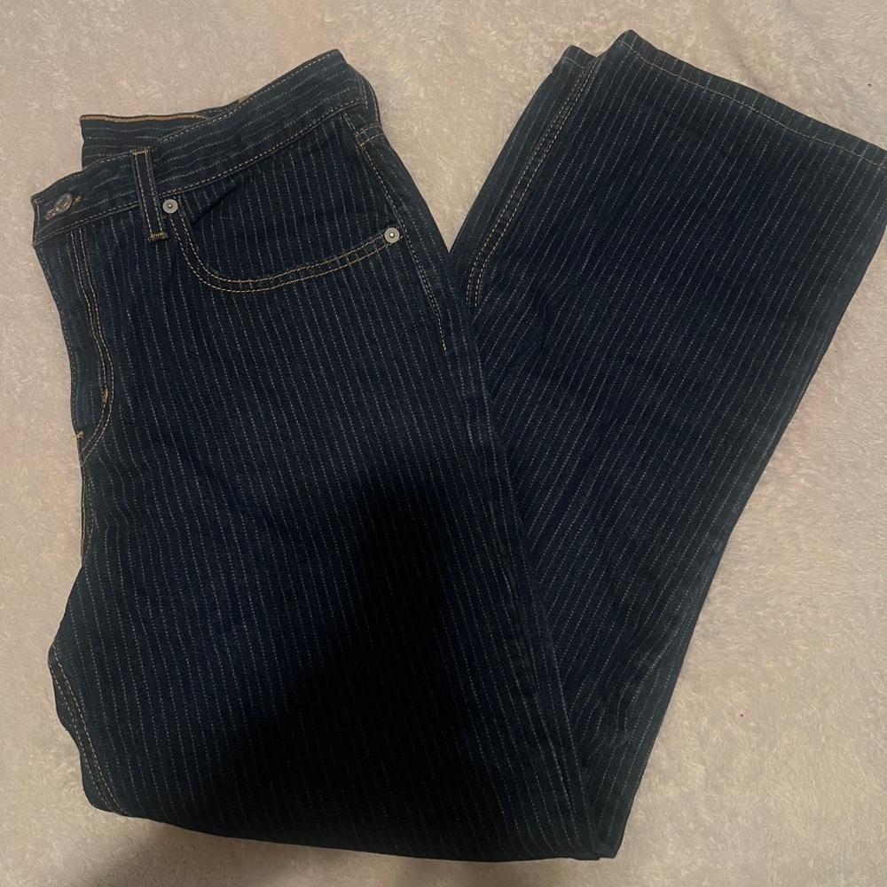 Levi's Dark Blue Pinstripe Wide-Leg Jeans